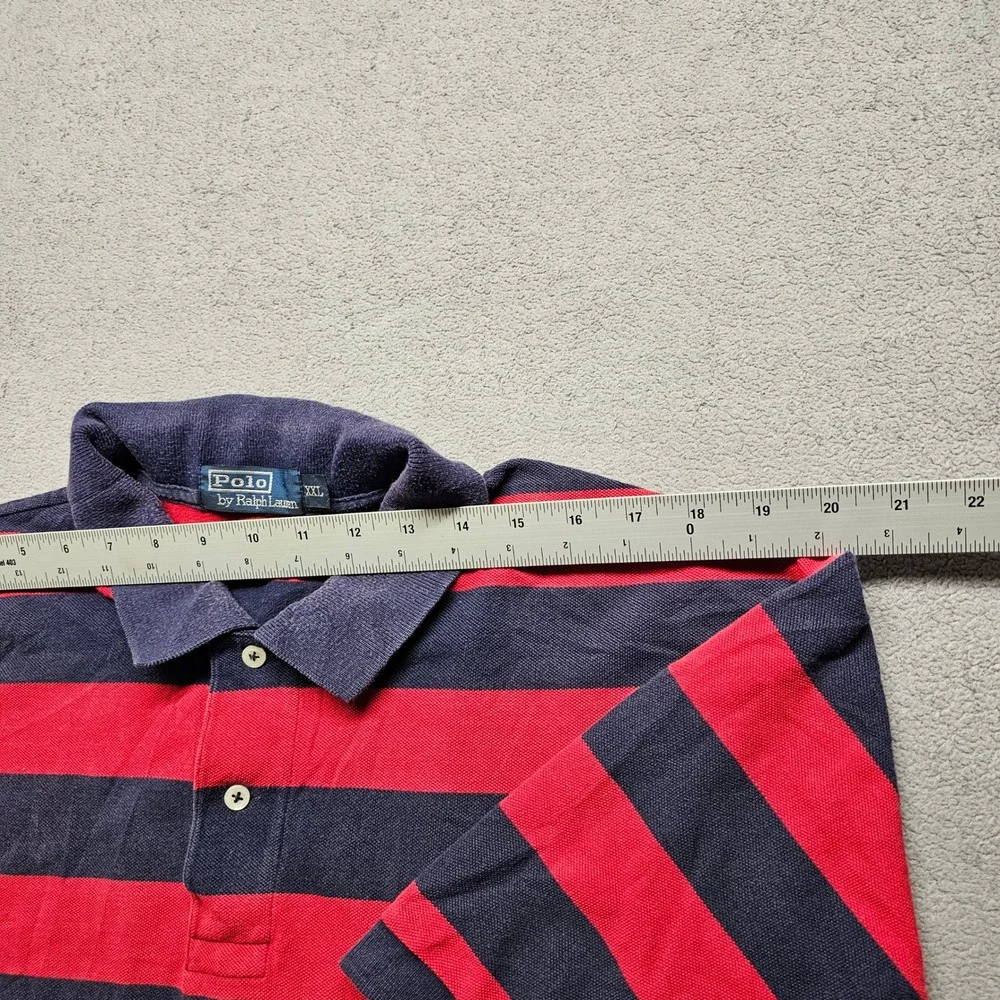 Polo Ralph Lauren Polo Shirt Mens 2XL Red Navy Striped Short Sleeve Pony Logo